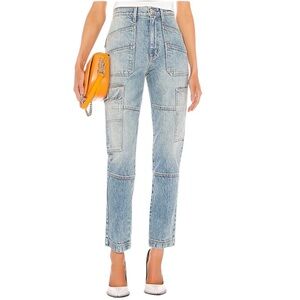 SLVRLAKE  Savior Light Blue Hi-Rise Premium Cotton Cargo Denim Jeans size 28